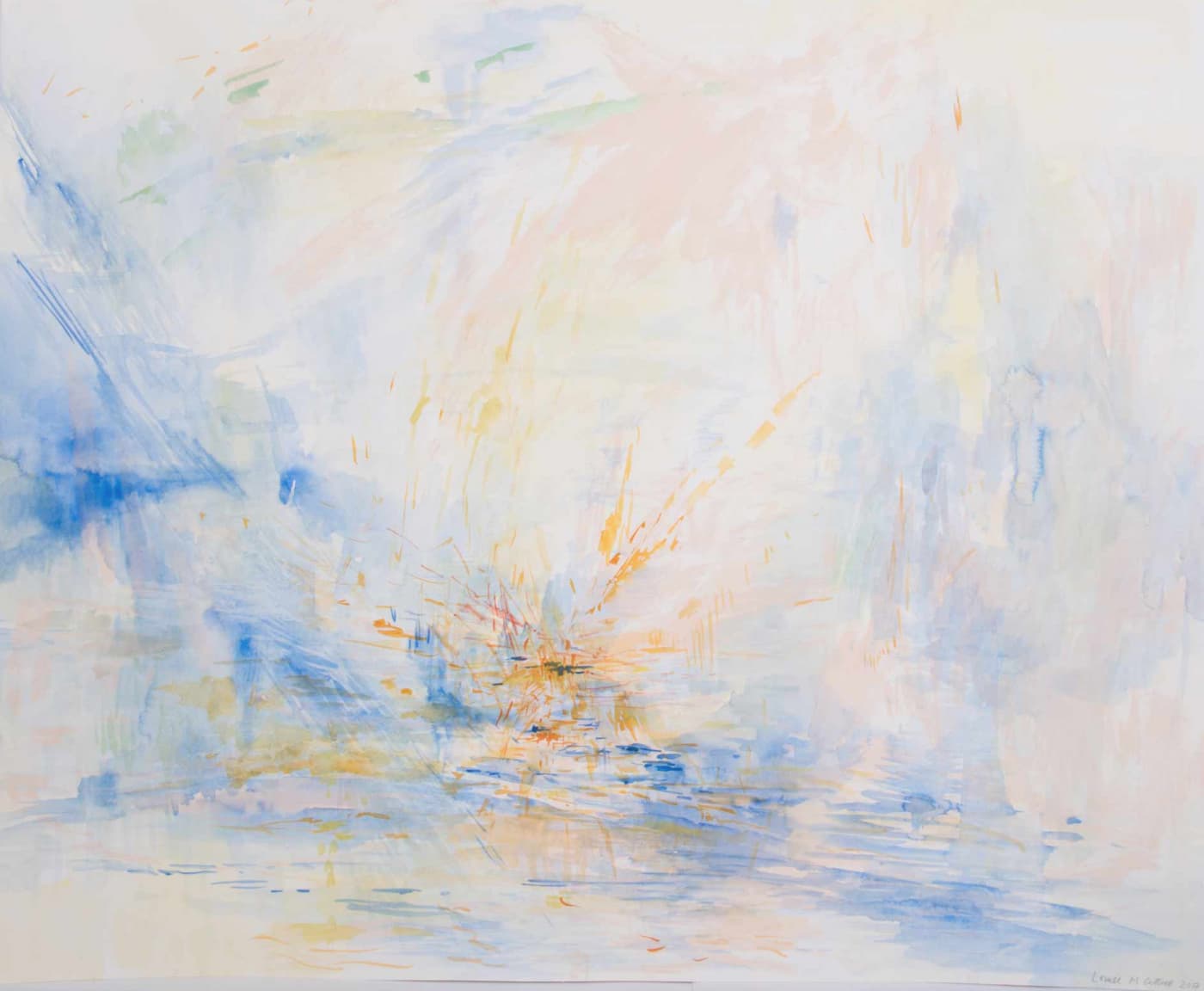 Louise Cattrell, Watercolour with Silkscreen Underlay 8, 2017