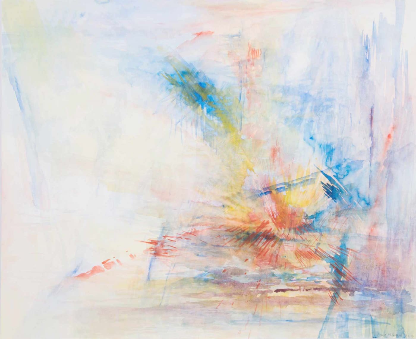 Louise Cattrell, Watercolour with Silkscreen Underlay 2, 2017