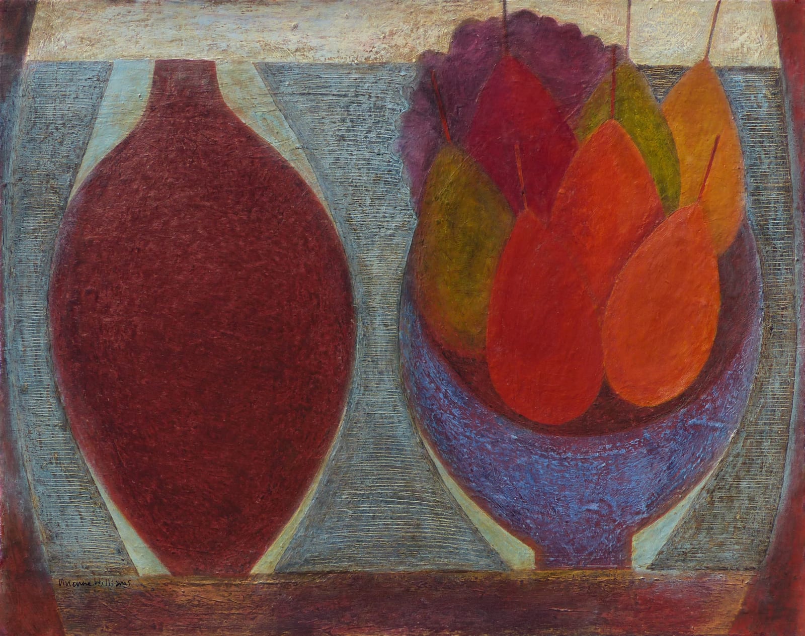 Vivienne Williams, Still Life with Flask and Fruit Bowl, 2024