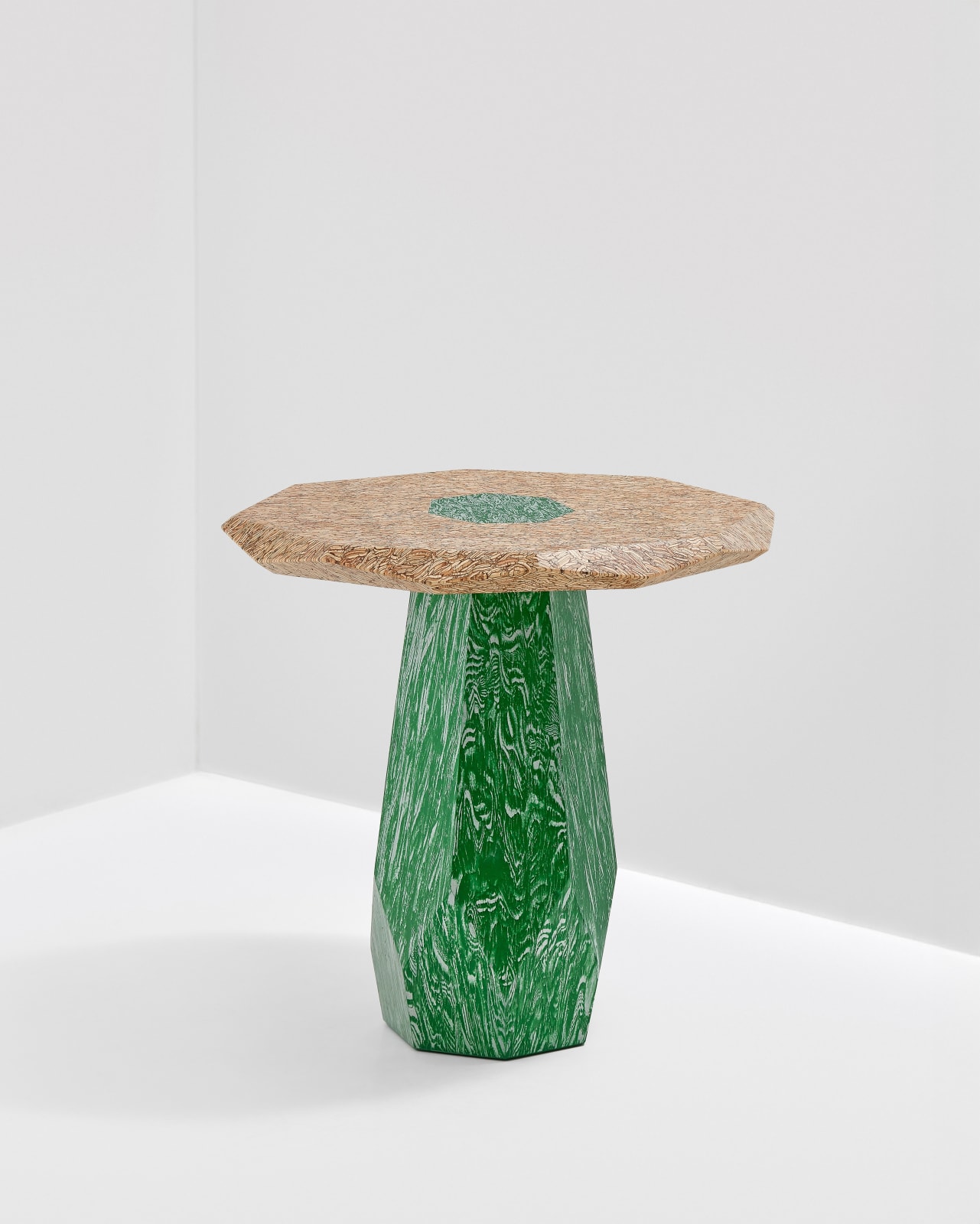 Weon Rhee, Primitive Structures, Side Table 2, Green/Silver , 2024