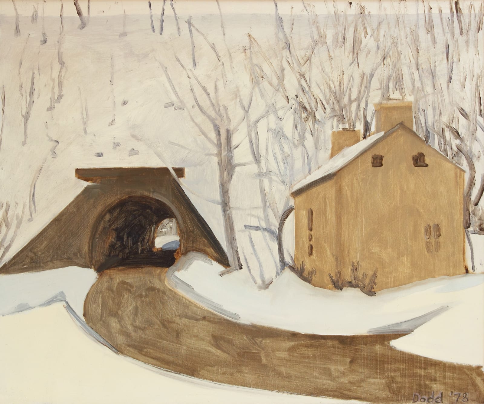 Lois Dodd, Tunnel at Vail in Snow, 1978