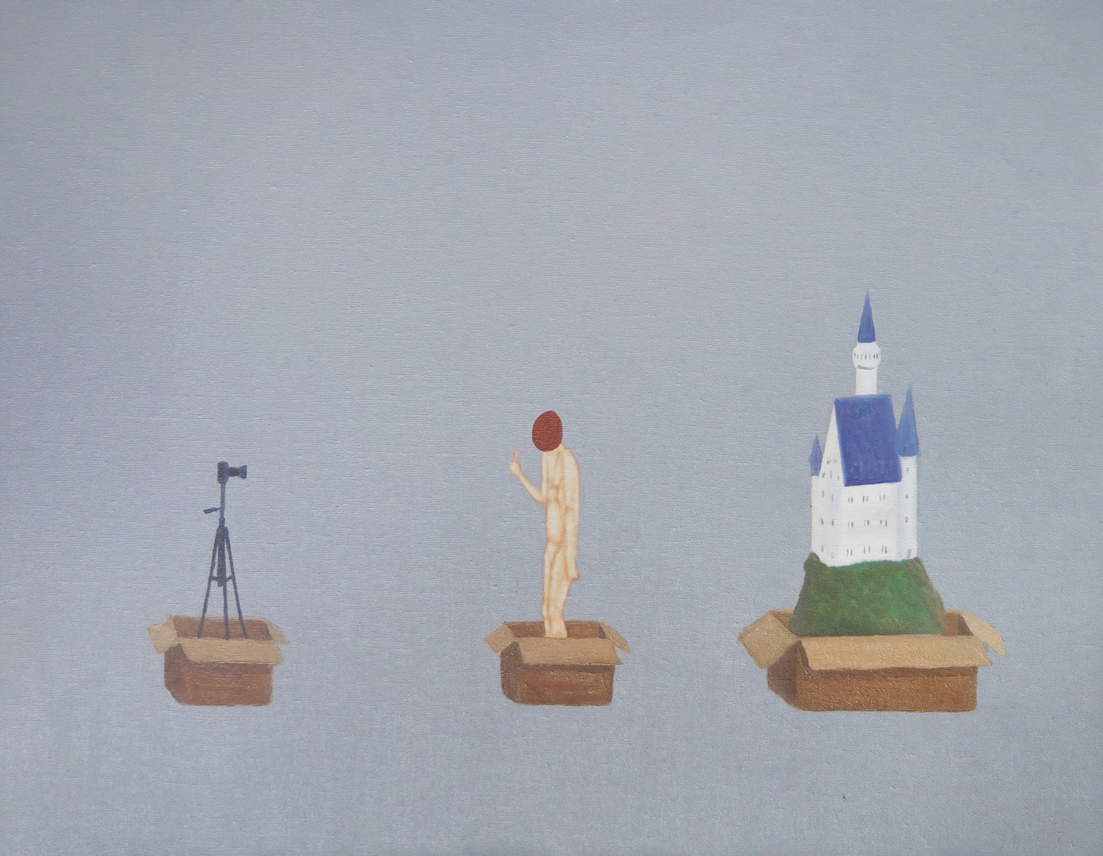Akira Ikezoe, Coconut Heads in the Boxes II, 2018