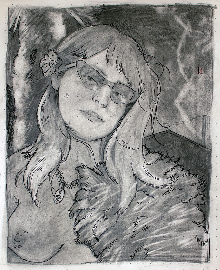 Natalie Strait, Palm Tree Fire Sketch, 2022