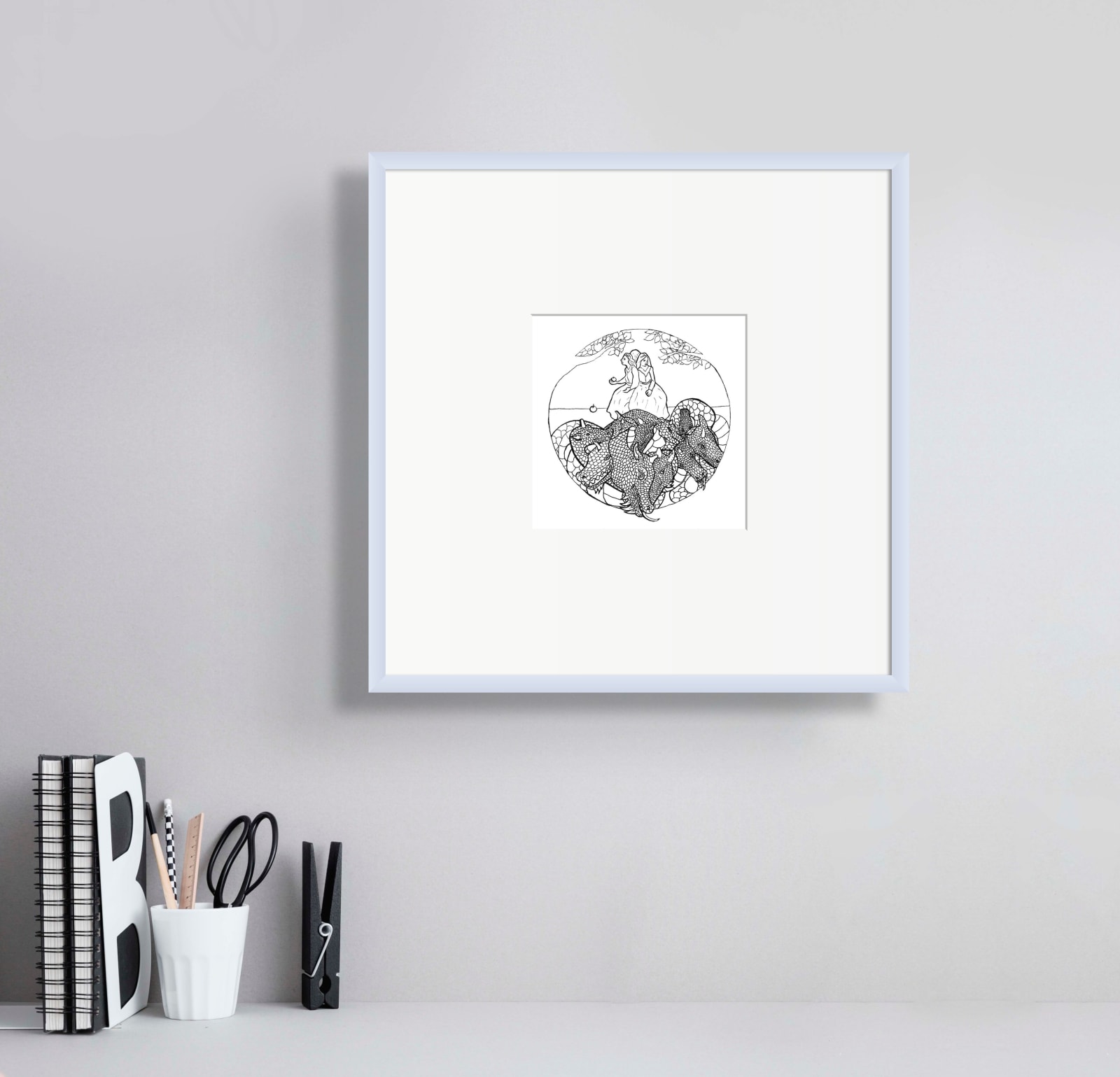 (giclee print) In The Garden of the Hesperides shown in a mock up with frame (sold unframed) Charlie Kirkham