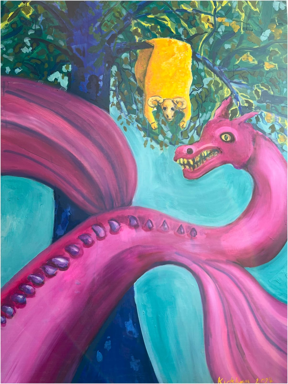 Charlie Kirkham, A Magenta Dragon Guarding the Golden Fleece, 2024