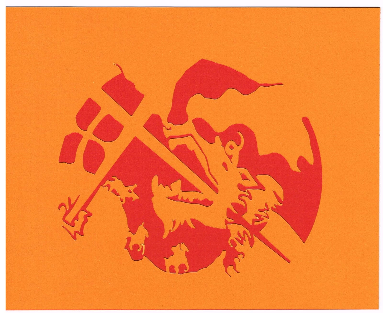 Charlie Kirkham, The Final Fight (orange on red), 2022