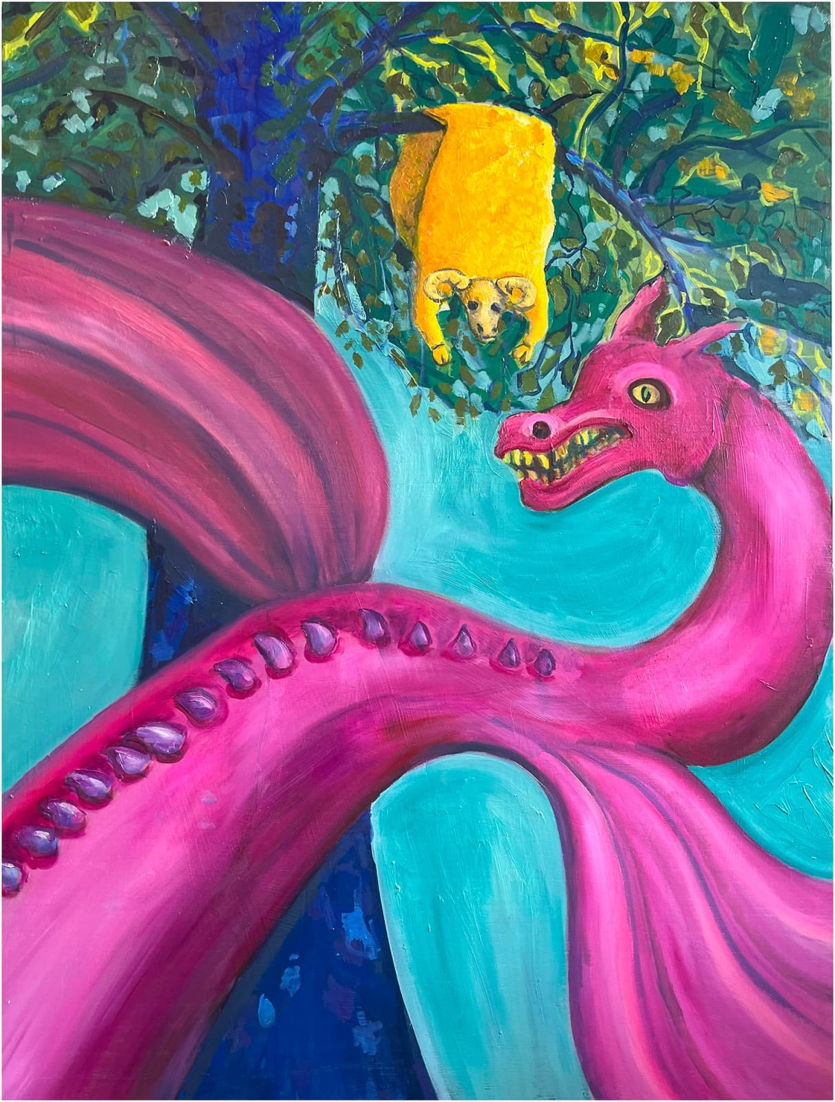 Charlie Kirkham, A Magenta Dragon Guarding the Golden Fleece, 2024