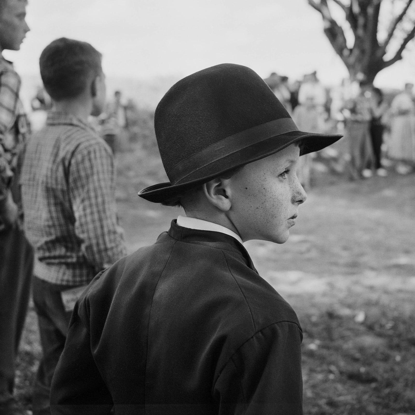 DAVID L. HUNSBERGER, Boy With Hat, 1958
