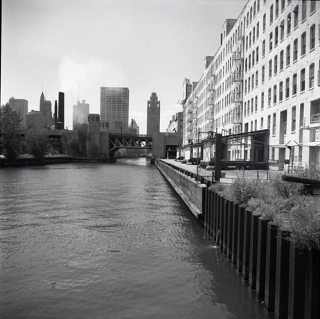 John Hendry, P-267 Looking West - Ogden Slip North Pier Terminal on R, 1965