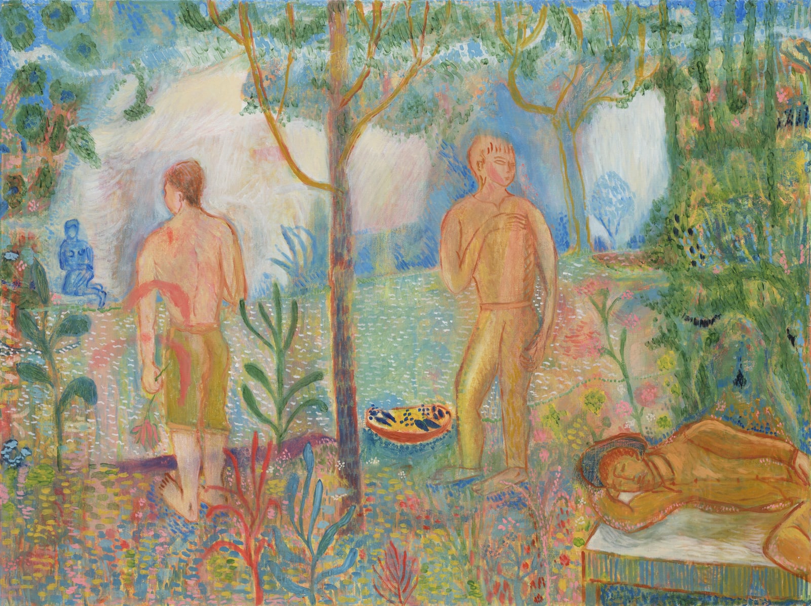 Catherine Anholt, Blue Figure across the water, 2025