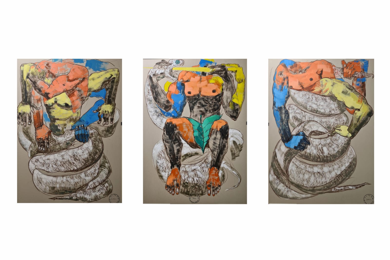 Girmachew Getnet, Circle I (triptych), 2021