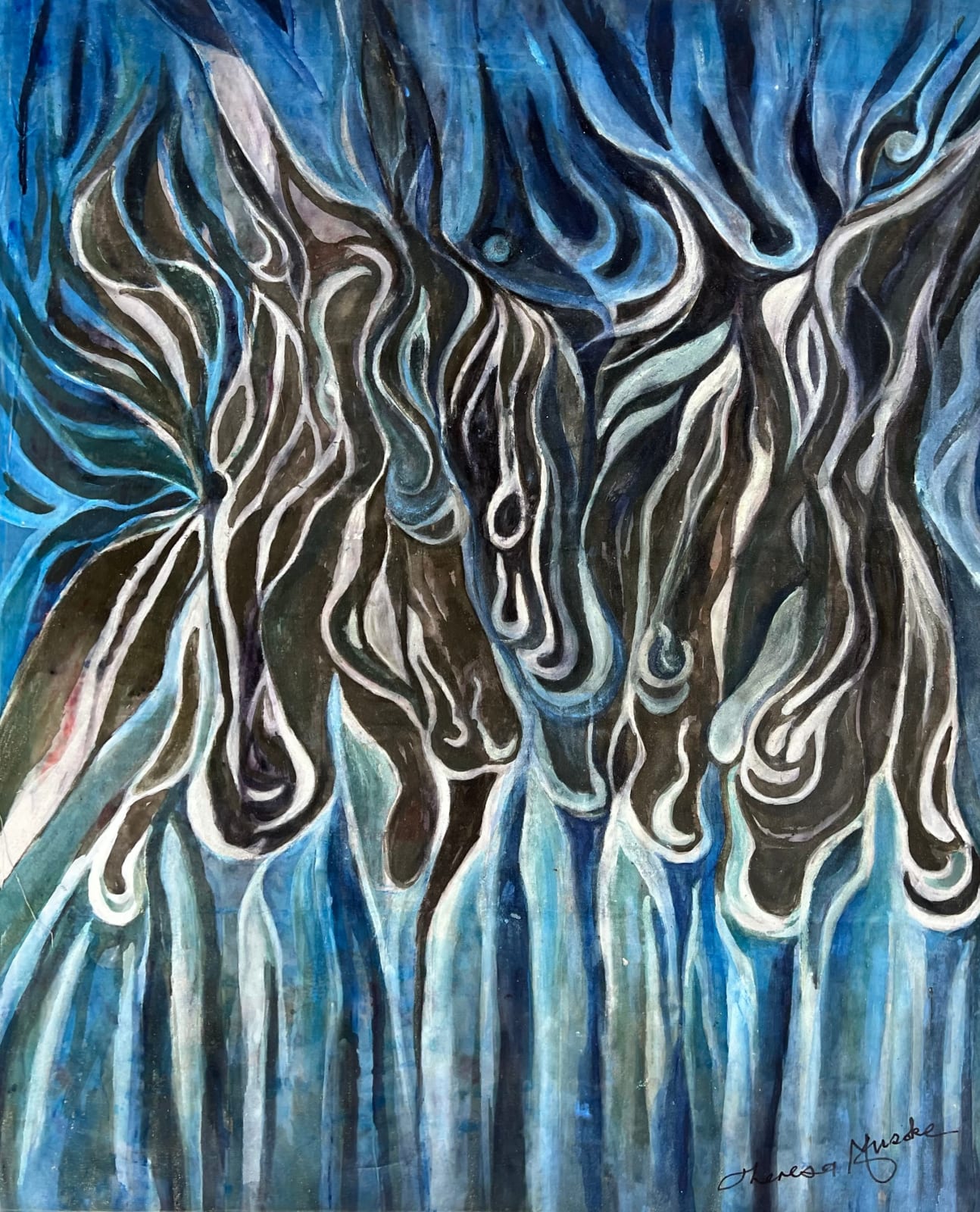 Theresa Musoke, Zebras in blue, 2025