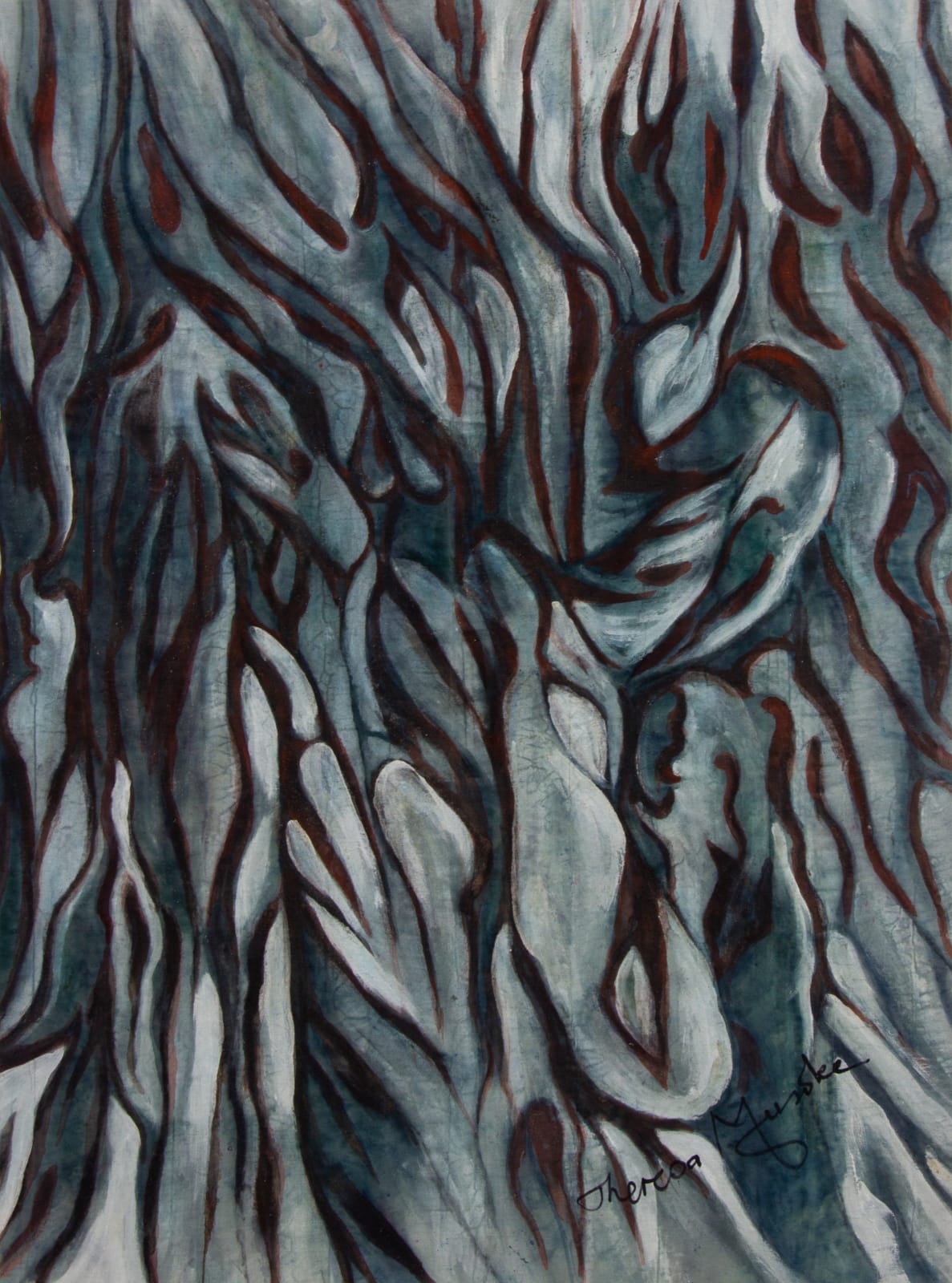 Theresa Musoke, Untitled, (blue and red), 2021