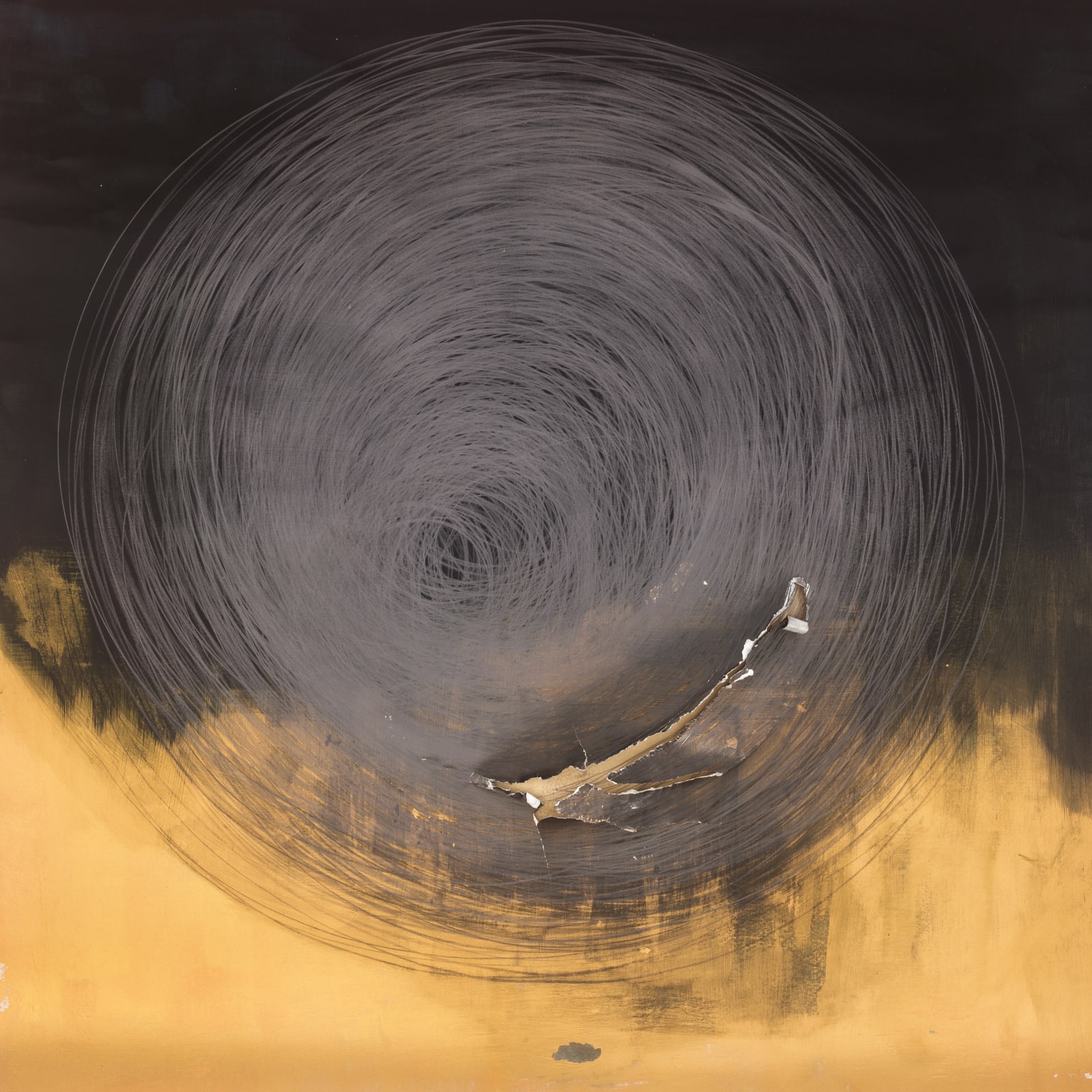 Carali McCall, Carali McCall, Work no. 1 (Circle Drawing) mid series GREEN-BLACK / GOLD, 2019