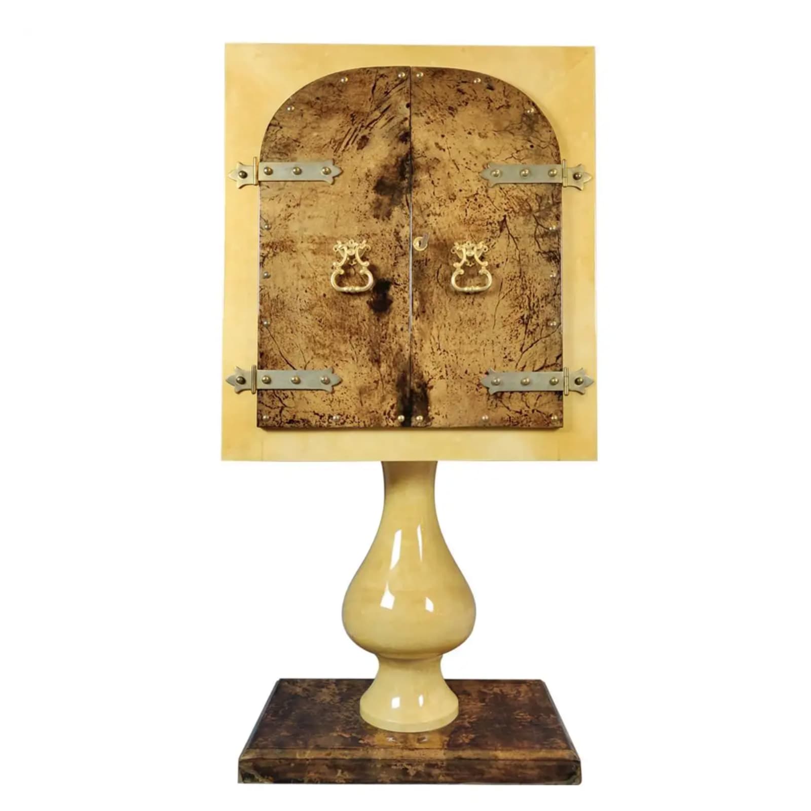 Aldo Tura, Exquisite illuminated bar cabinet with Goatskin, 1950