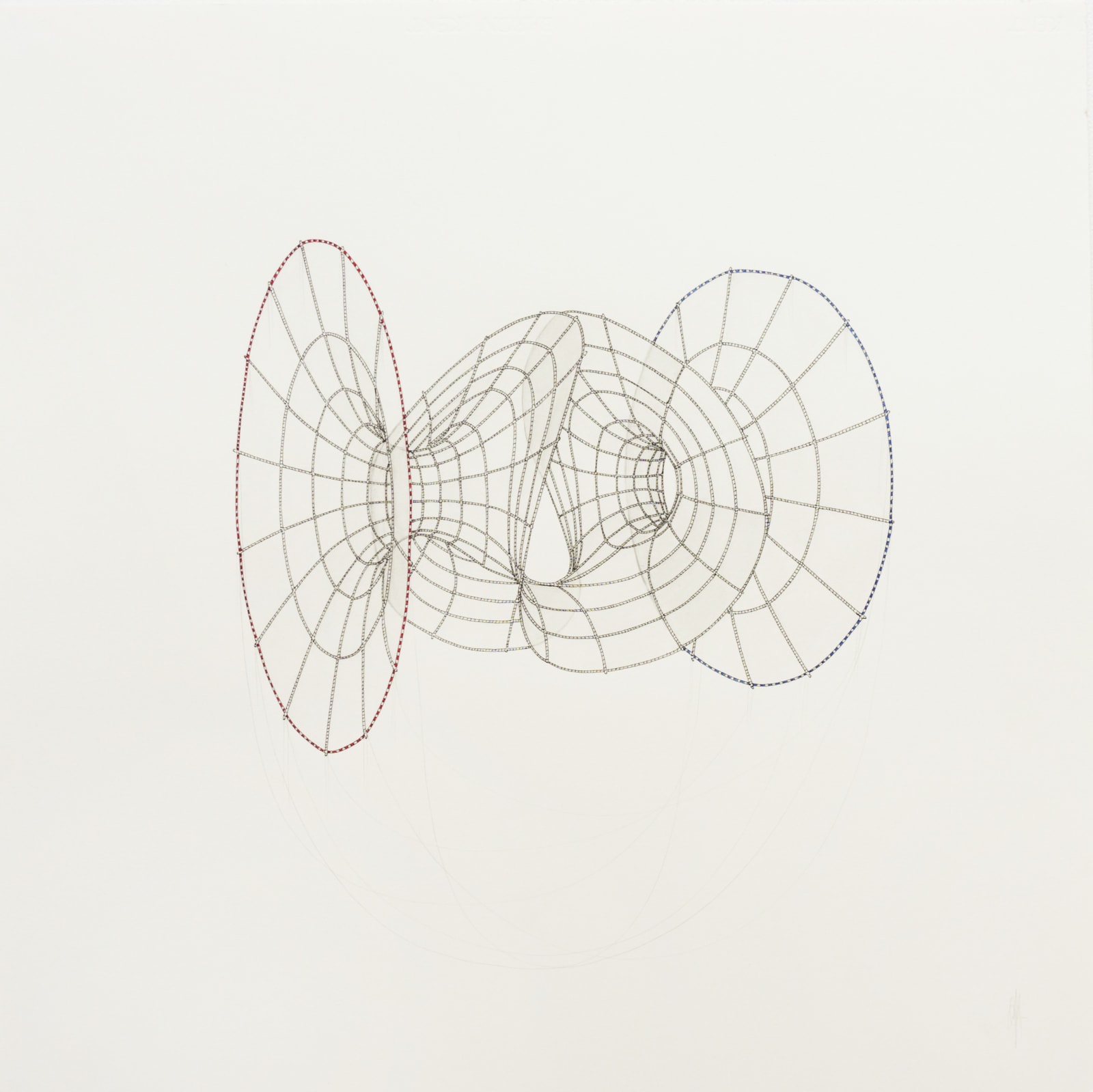 Michael Whittle, Enneper with 2 catenoidal ends (striped rims), 2017