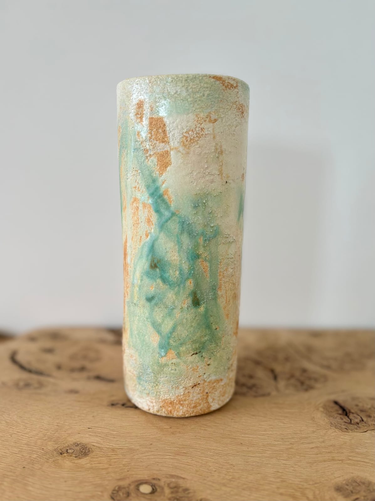 ARD, White vase with orange and green