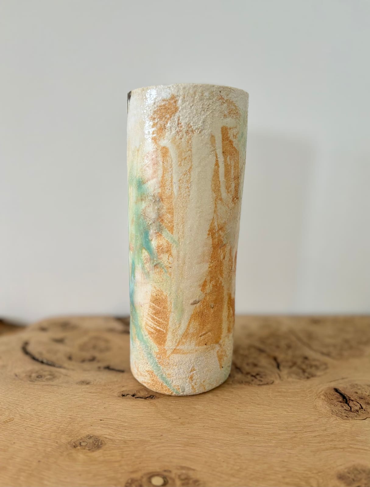 ARD, White vase with orange and green