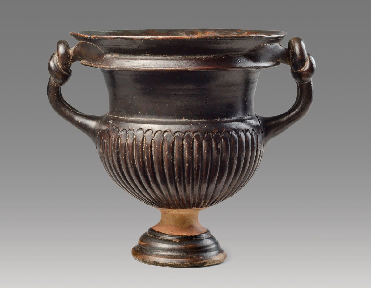 Black-glazed Kantharos, Greek, Apulian, Gnathian, ca. 300 B.C.