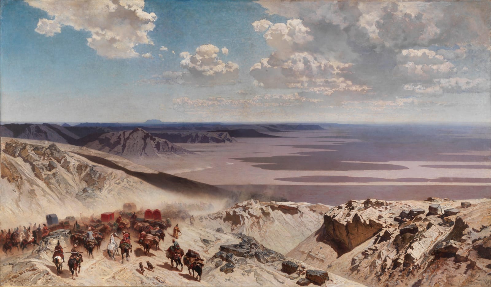 ALBERTO PASINI, Passage d'une caravane à travers les défiles qui séparent la Perse des grandes steppes du Khorassan, 1859