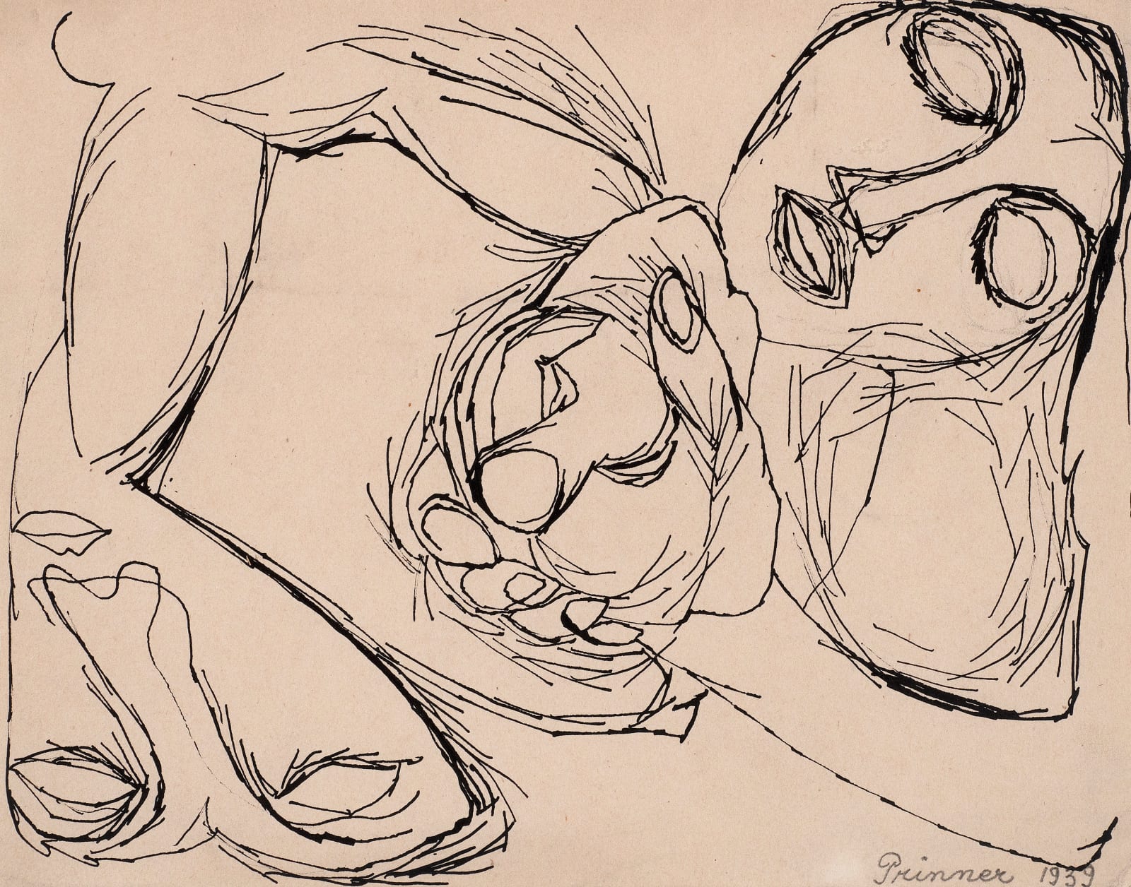 ANTON PRINNER (born Anna Prinner), Two figures holding hands, 1939