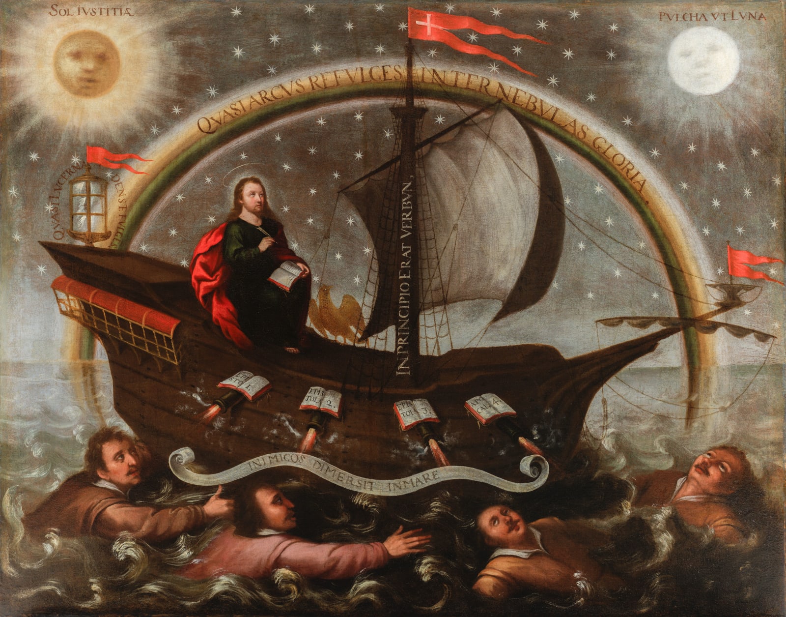 ATRIBUIDO A LEONARDO FLORES, Saint John the Evangelist navigating the Ship of the Church