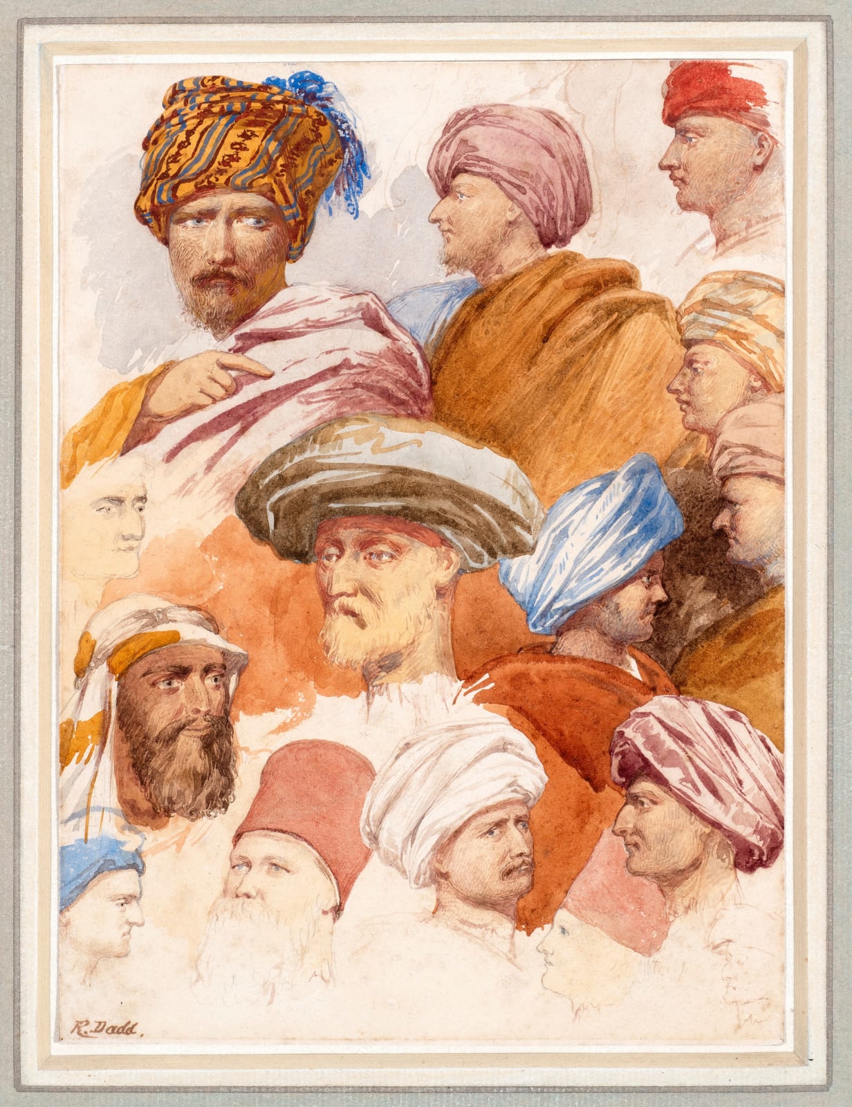 RICHARD DADD, Study of Middle-Eastern Heads
