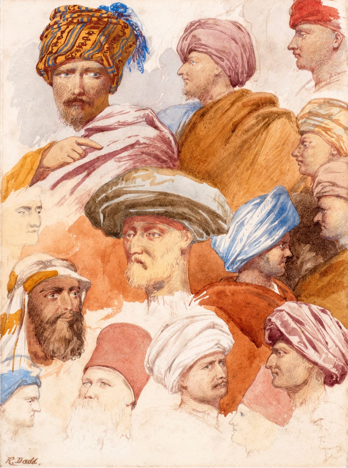 RICHARD DADD, Study of Middle-Eastern Heads