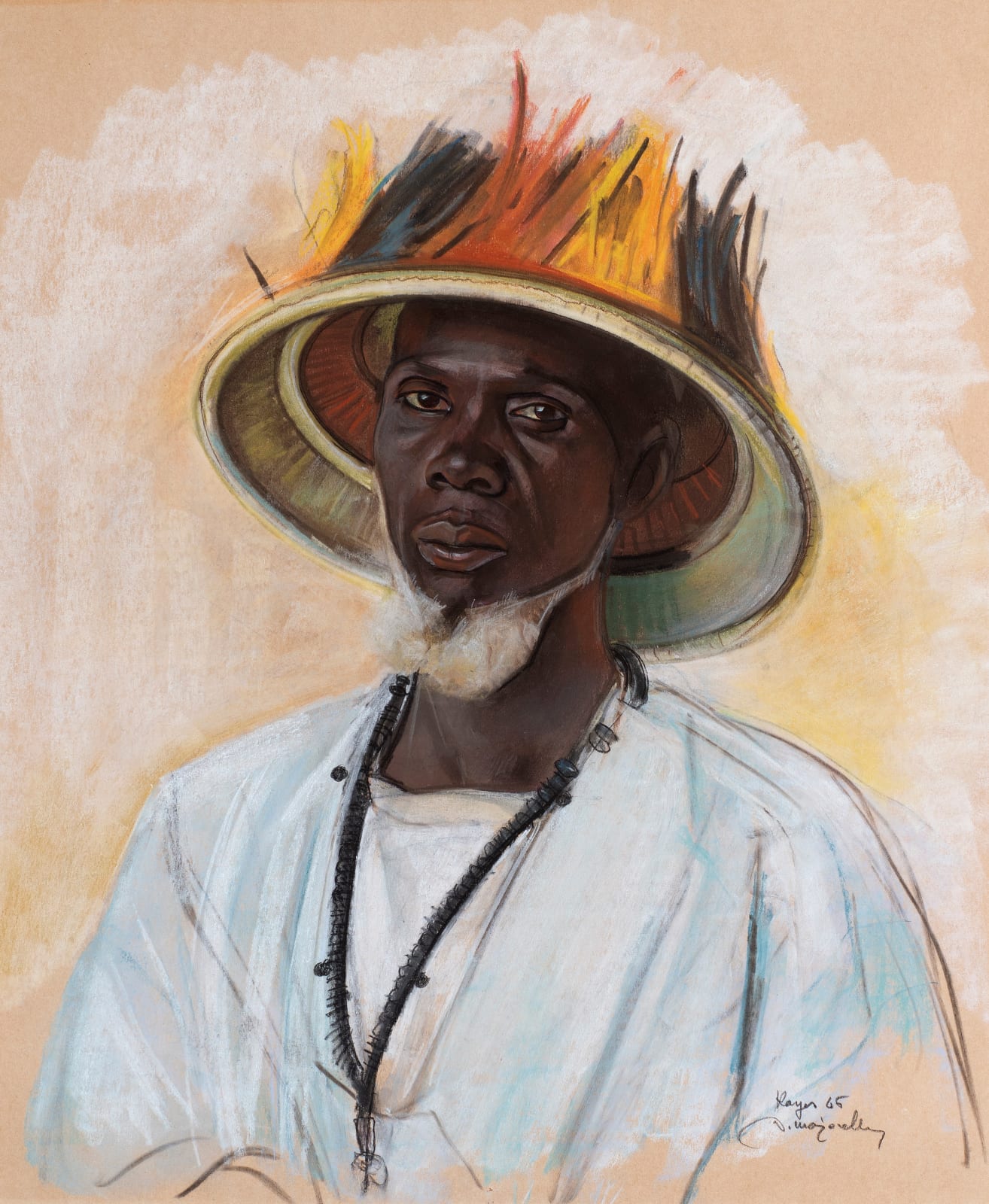 JACQUES MAJORELLE, Portrait of a man from Kayes, wearing a Fulani fibre hat, 1945