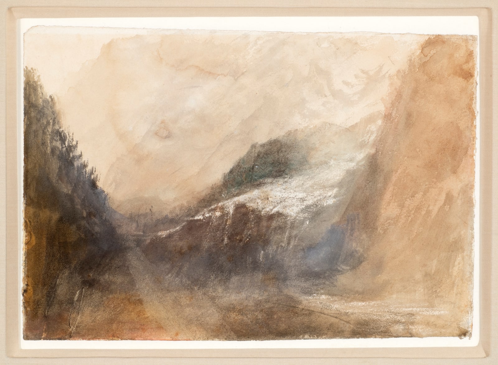 JOSEPH MALLORD WILLIAM TURNER, The Brenva Glacier from Notre Dame de la Guerison, above Courmayeur, Val d'Aosta, 1836