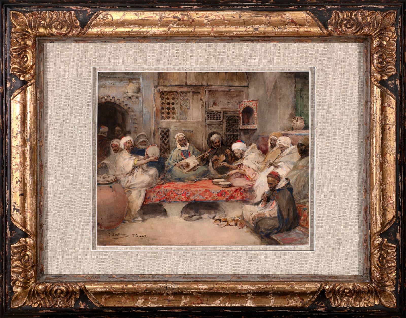 JOSÉ BENLLIURE Y GIL, Inside a Coffee House, Study