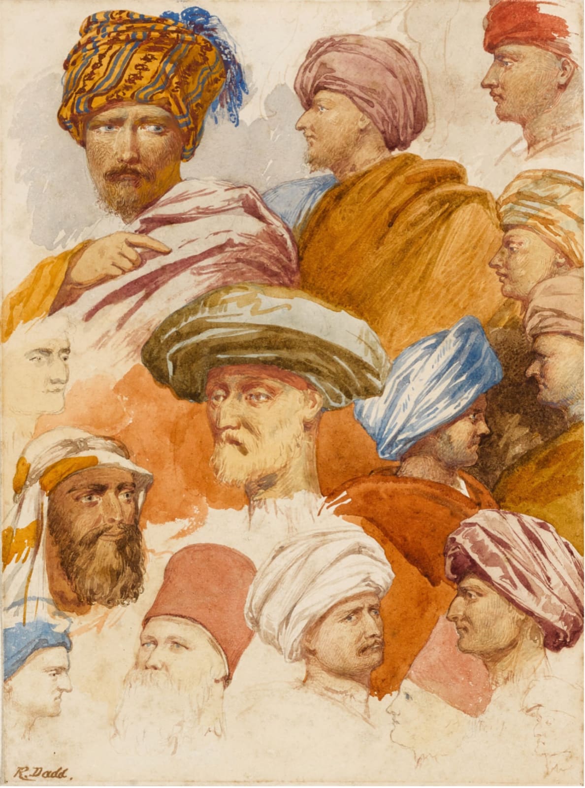 RICHARD DADD, Study of Middle-Eastern Heads, 1848