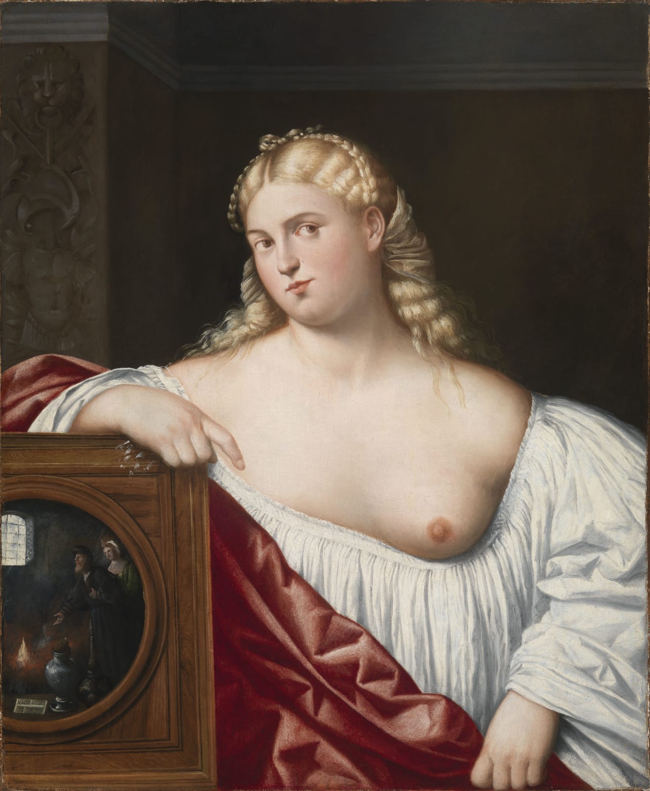 BERNARDINO LICINIO, A Young Woman with a Mirror