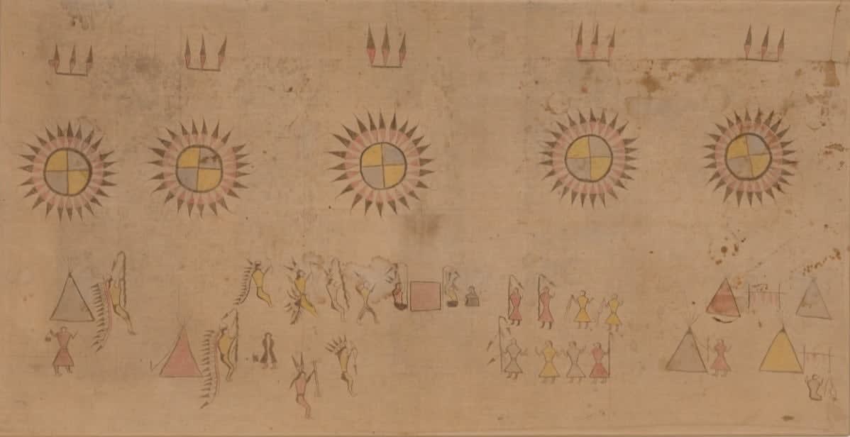 CANTE-WANIKA (NO HEART), Sioux muslin painting, ca. 1860s-1870s