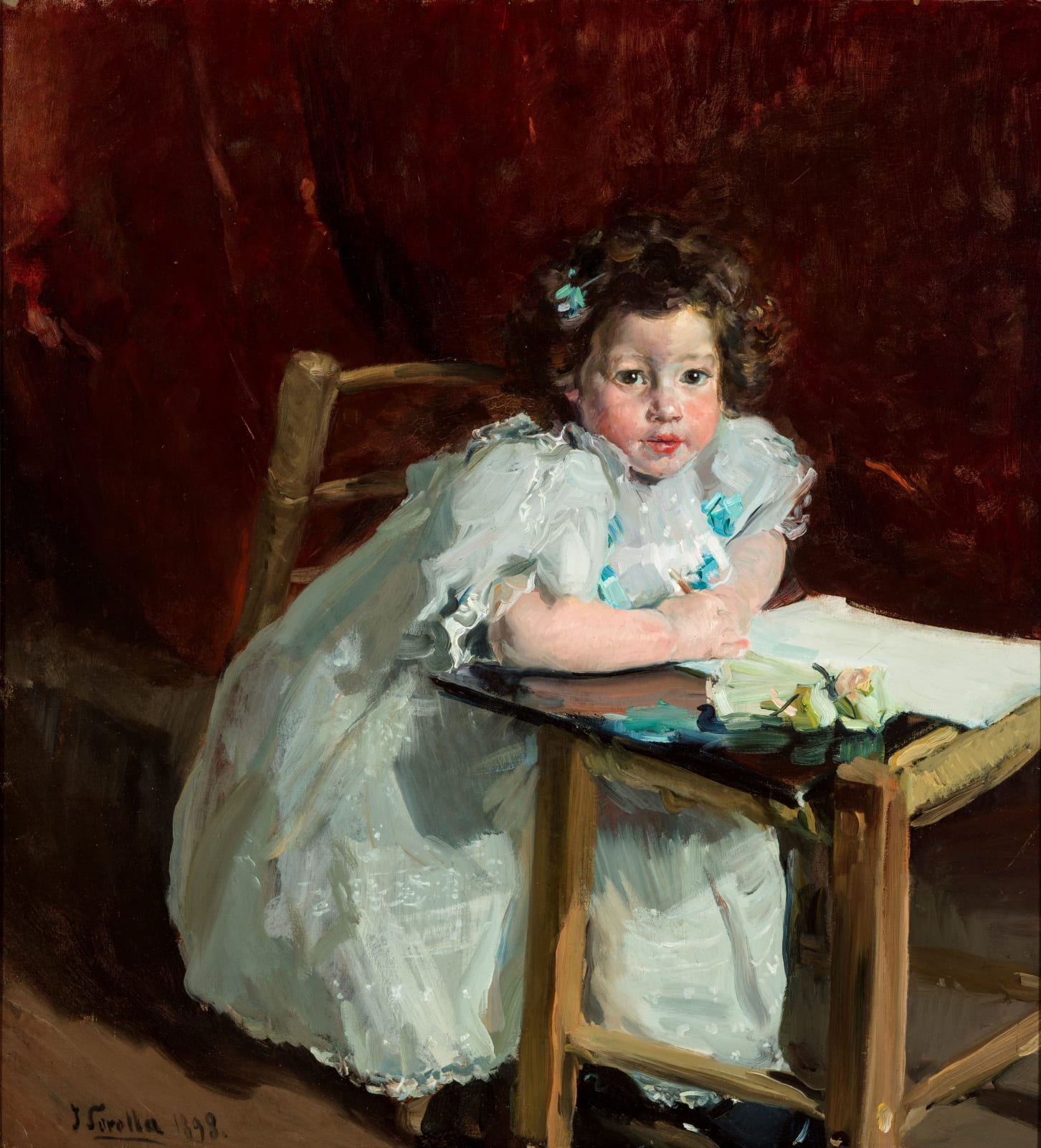 JOAQUÍN SOROLLA Y BASTIDA, Little Elena at her Desk, 1898