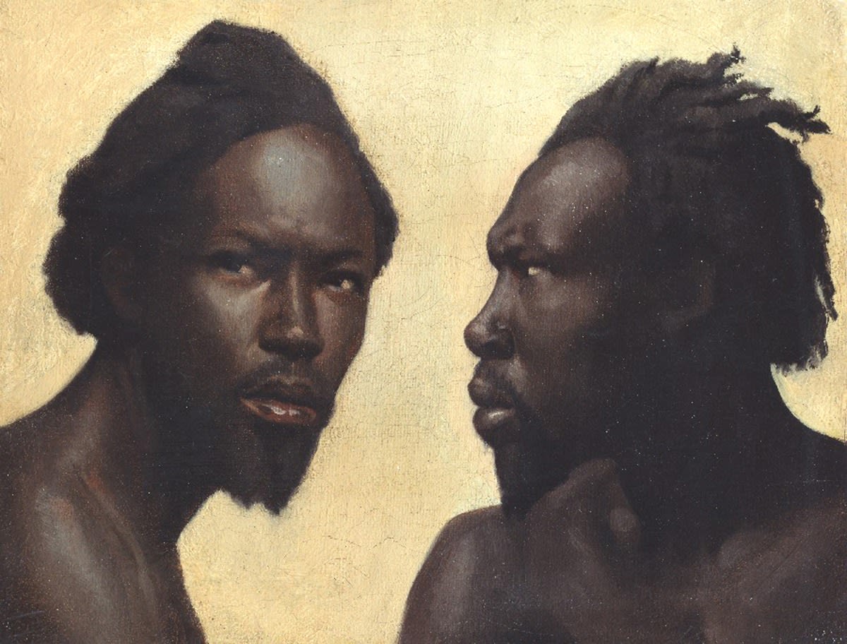 HIPPOLYTE FLANDRIN, Two head studies of an African Man