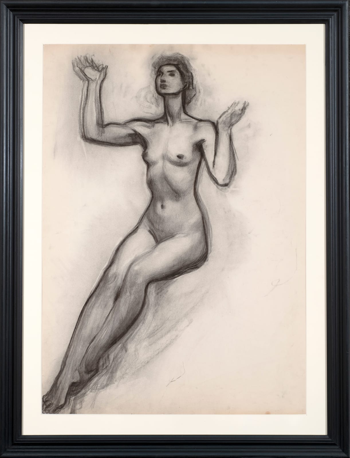 SUZANNE FABRY, Study of a seated female nude, palms upturned