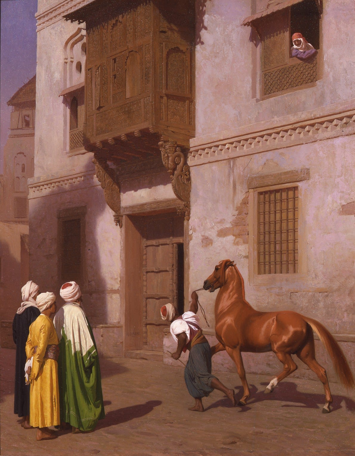 JEAN-LÉON GEROME, Running man leading a horse, study for The Horse Market