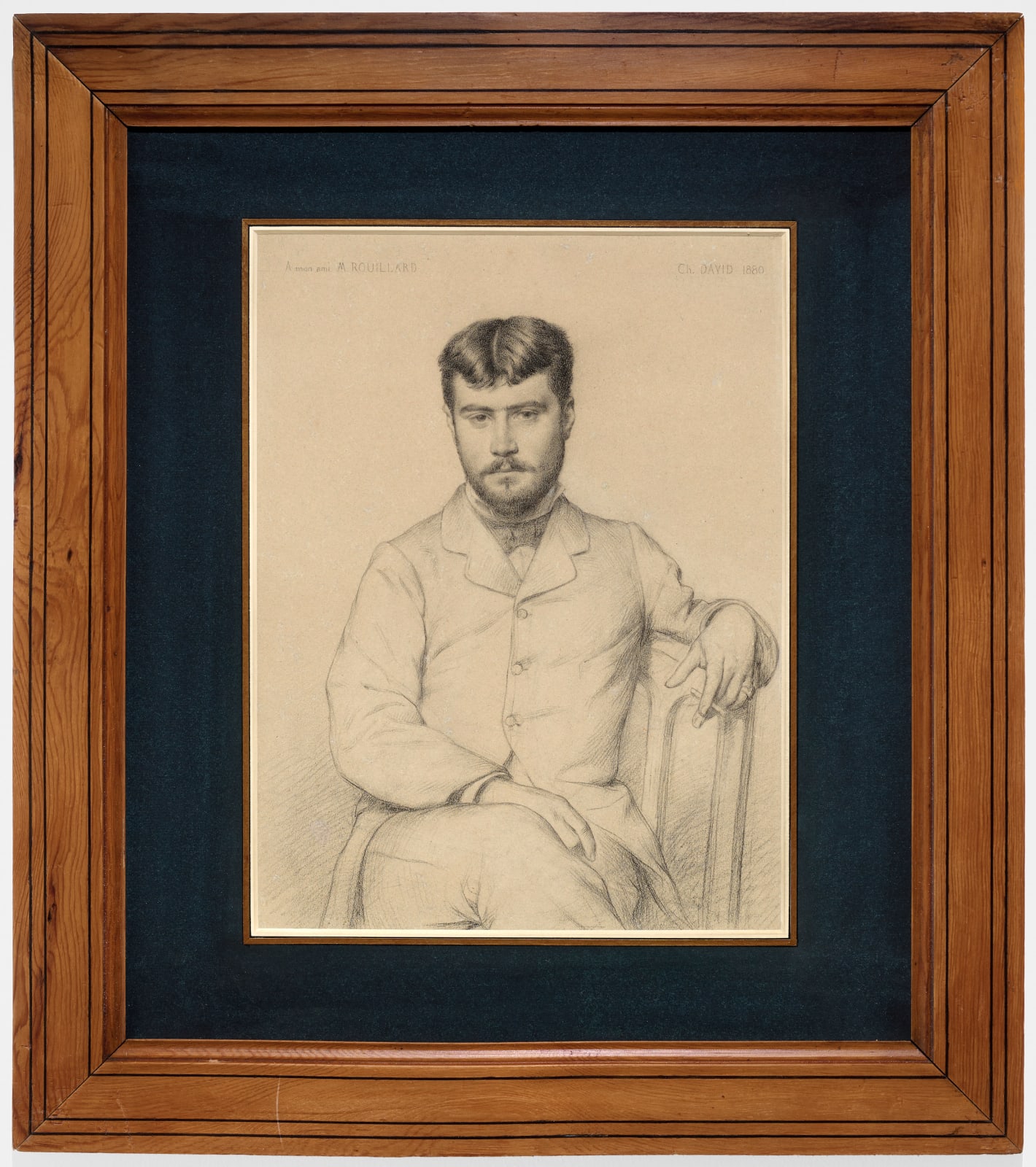 CHARLES EUGÈNE DAVID, Portrait of M. Rouillard seated, with a cigarette in hand