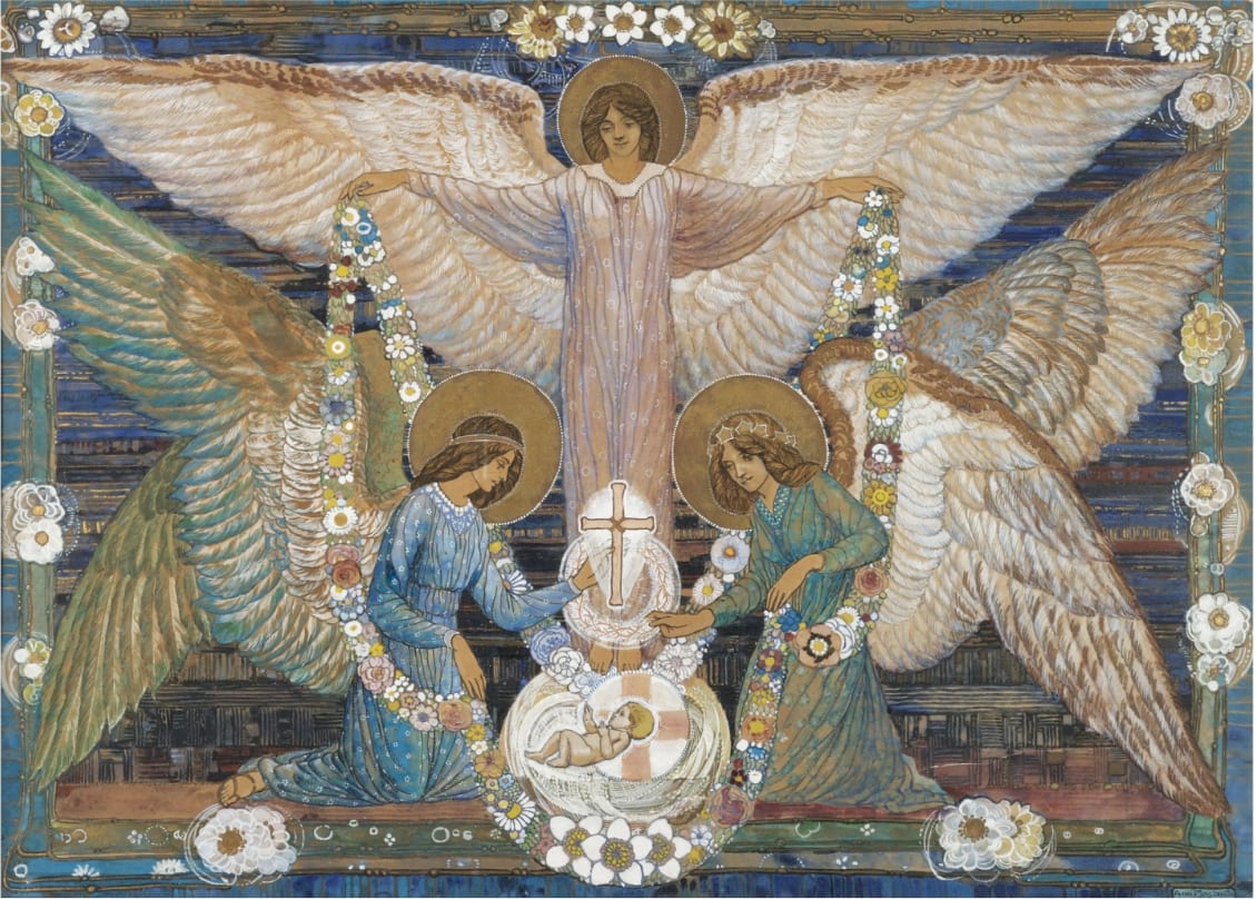 ANN MACBETH, Angels Garlanding the Infant Christ