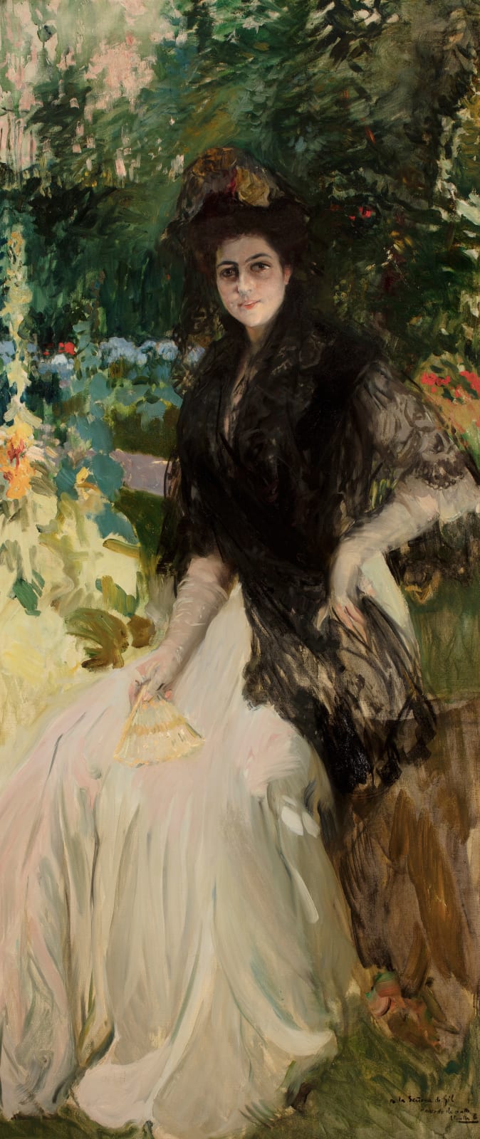 JOAQUÍN SOROLLA Y BASTIDA, Portrait of María Planas de Gil with Black Mantilla Shawl, 1906