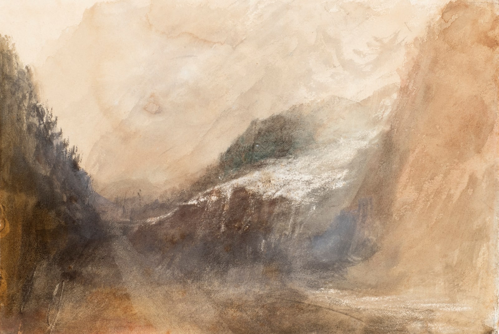 JOSEPH MALLORD WILLIAM TURNER, The Brenva Glacier from Notre Dame de la Guerison, above Courmayer, Val d'Aoeste, 1836