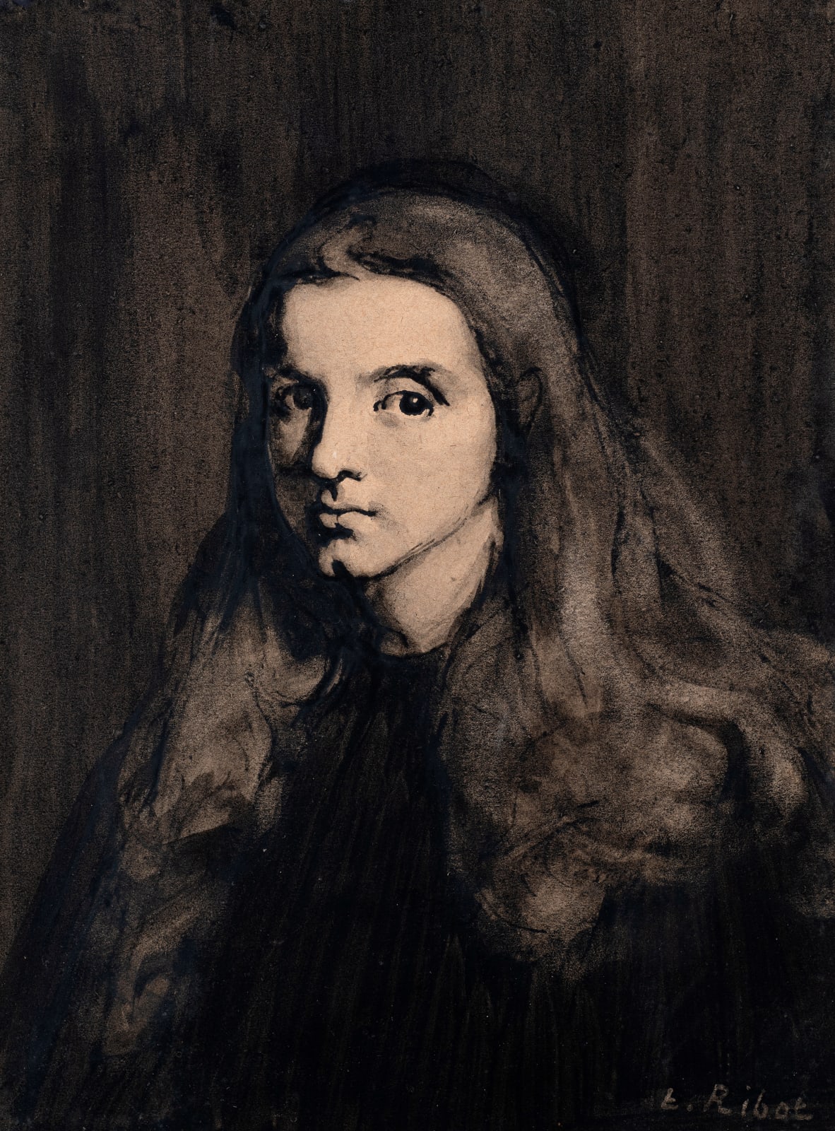 THÉODULE RIBOT, Portrait of a Young Girl, possibly the Artist’s Daughter Louise, c. 1870