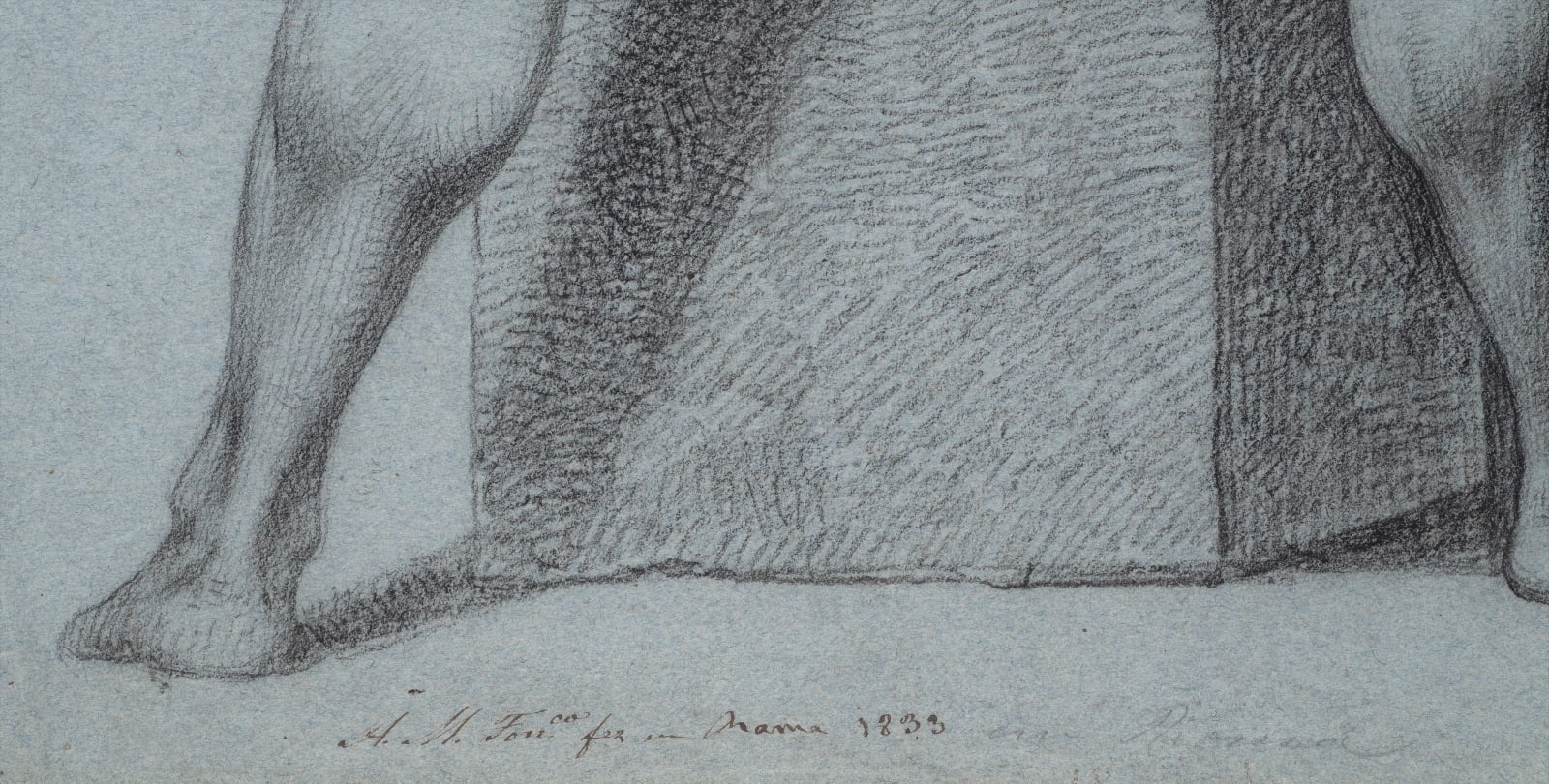 ANTÓNIO MANUEL DA FONSECA, Academic Study of a Man Gripping a Stone Plinth, 1833