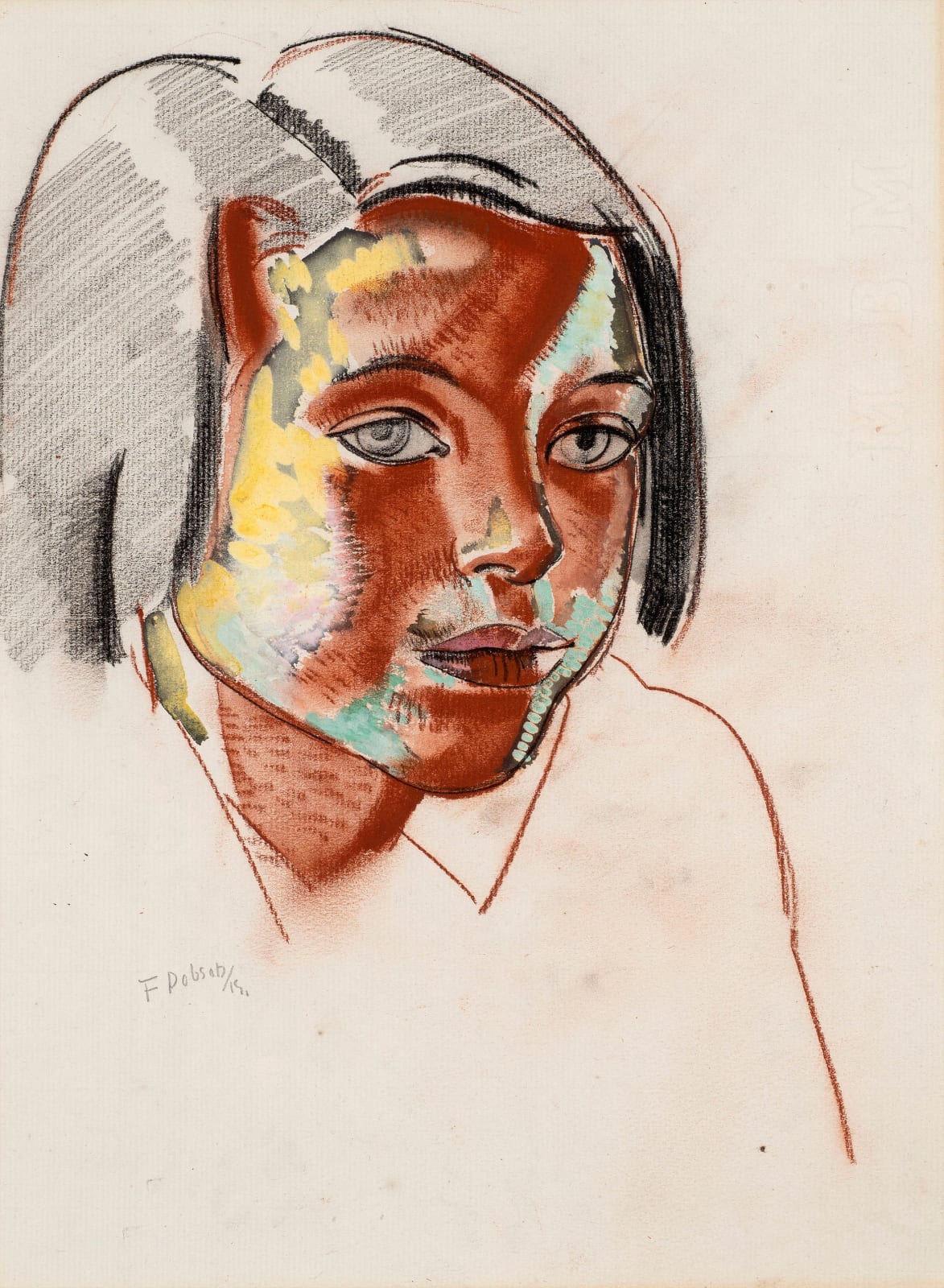 FRANK DOBSON, Head of a Girl, 1915