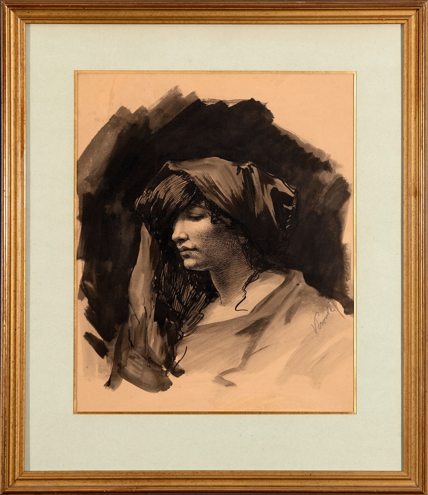 VICTOR PROUVÉ, Study of Juana Romani in a headscarf
