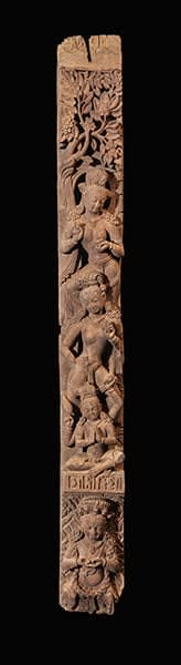 Architectural strut with figures beneath a flowering Sal Tree, Nepal, Kathmandu Valley, late 15th-early 16th century