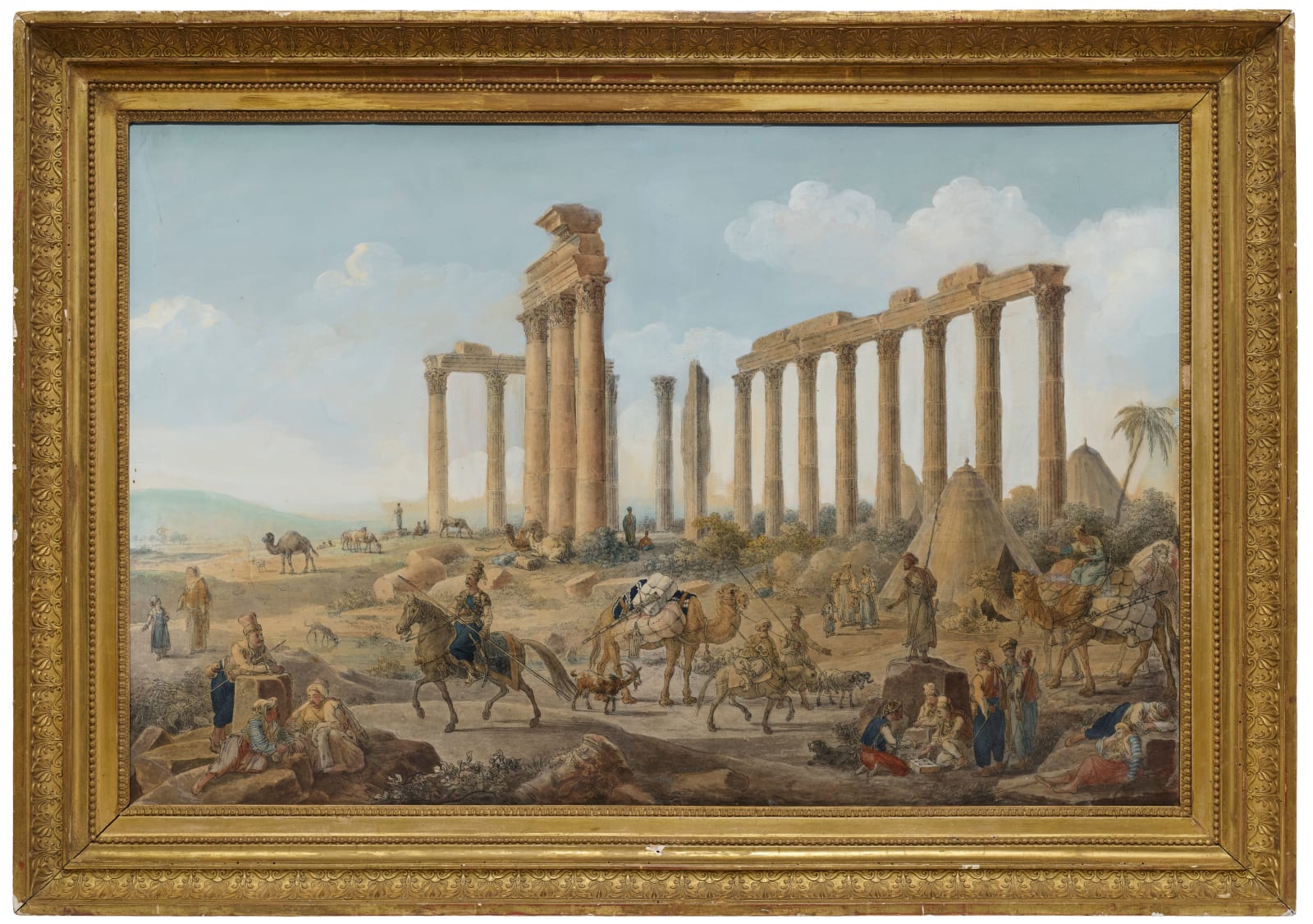 JEAN-BAPTISTE HILAIRE, An Ottoman encampment by the ruins of the temple of Zeus, Euromus