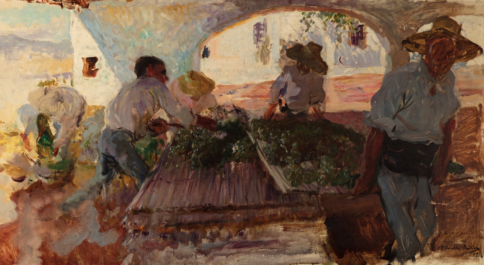 JOAQUÍN SOROLLA Y BASTIDA, Drying Raisins in Jávea, 1900