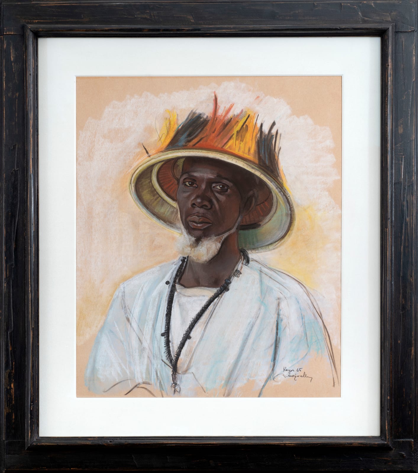 JACQUES MAJORELLE, Portrait of a man from Kayes, wearing a Fulani fibre hat, 1945